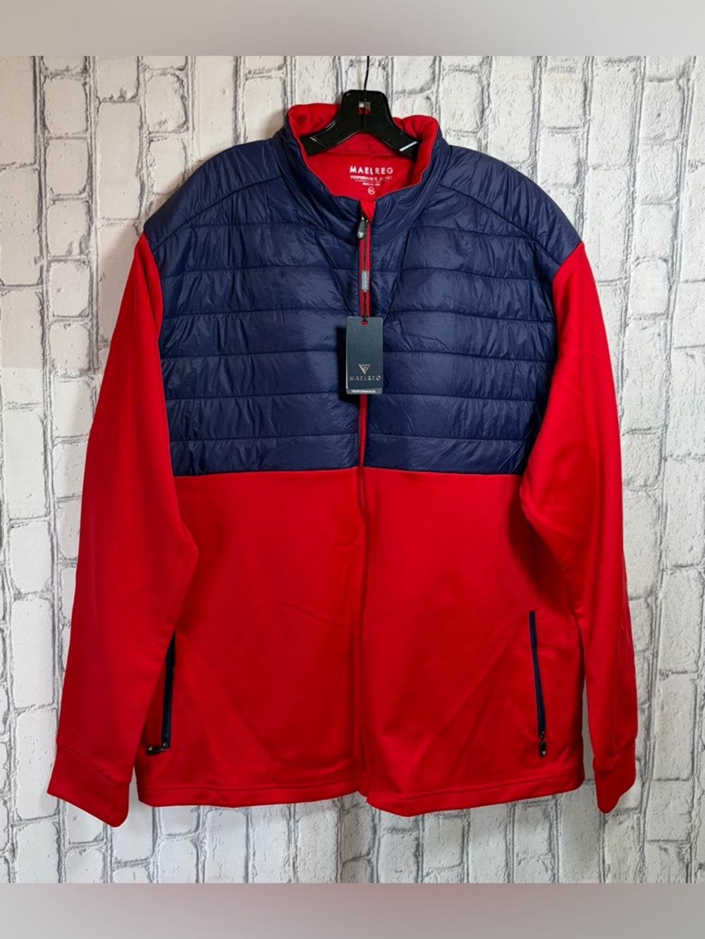 Men's Red and Navy Quilted Performance Jacket